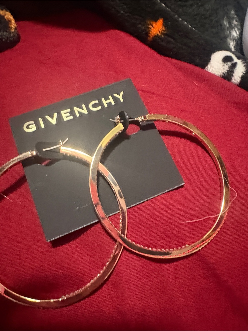 Givenchy Gold Large Textured Hoop Earrings